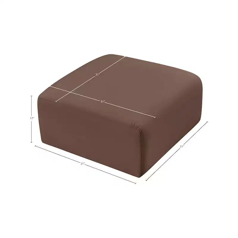 Pouf Arc in pelle vegana con trapuntatura a canale profondo e struttura in legno di eucalipto, nero