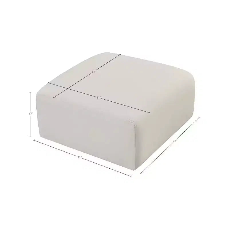 Pouf Arc in pelle vegana con trapuntatura a canale profondo e struttura in legno di eucalipto, nero
