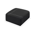 Pouf Arc in pelle vegana con trapuntatura a canale profondo e struttura in legno di eucalipto, nero