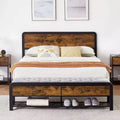 Bed Frame with Ottoman Storage, Sturdy Metal Slats, Mattress Foundation with Safe Rounded Corners, No Box Spring Required