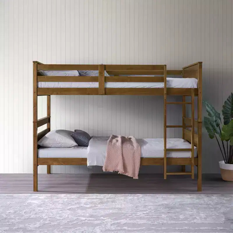 Letto a castello in legno massiccio, da piazza e mezza, convertibile in 2 letti singoli da piazza e mezza, portata 181 kg ciascuno