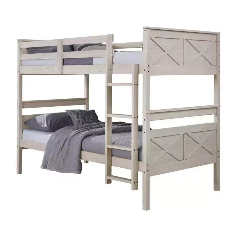 Letto a castello in legno massiccio, da piazza e mezza, convertibile in 2 letti singoli da piazza e mezza, portata 181 kg ciascuno