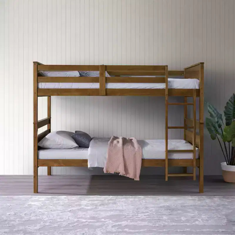 Letto a castello in legno massiccio, da piazza e mezza, convertibile in 2 letti singoli da piazza e mezza, portata 181 kg ciascuno