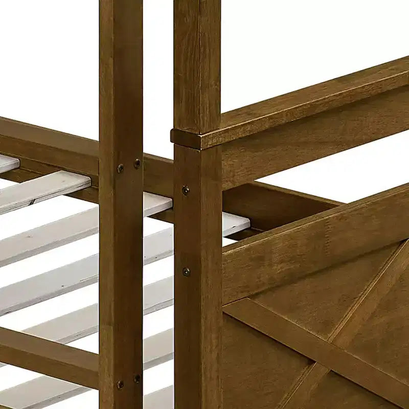 Letto a castello in legno massiccio, da piazza e mezza, convertibile in 2 letti singoli da piazza e mezza, portata 181 kg ciascuno