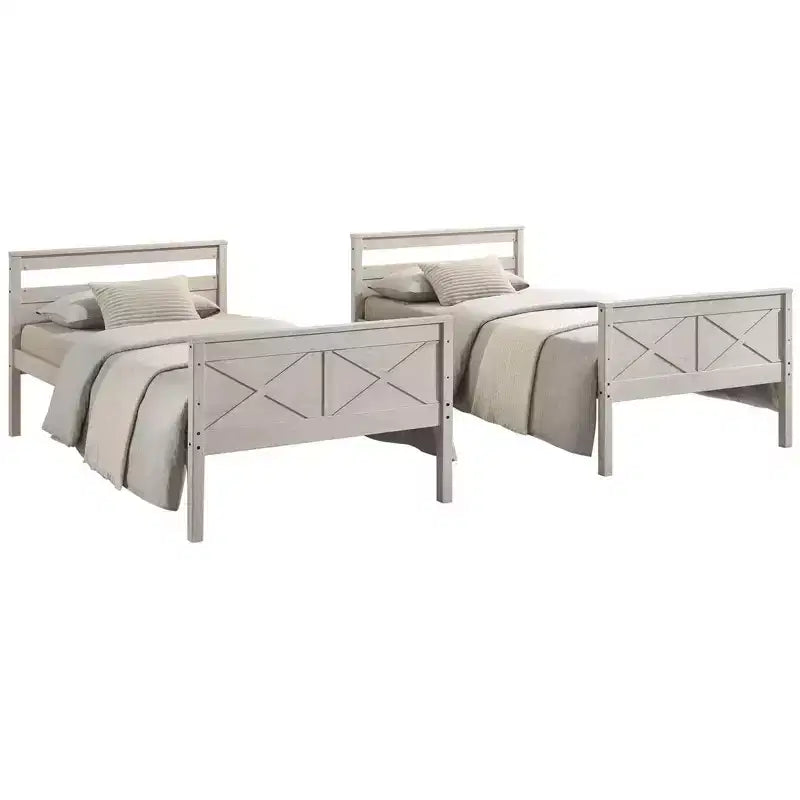 Letto a castello in legno massiccio, da piazza e mezza, convertibile in 2 letti singoli da piazza e mezza, portata 181 kg ciascuno