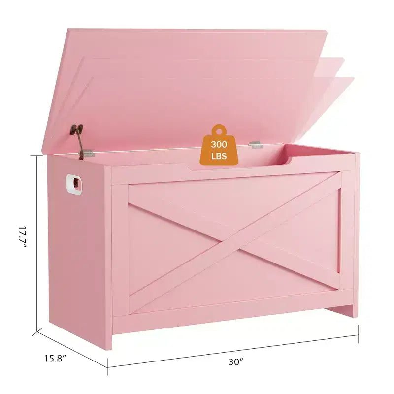 Panca contenitore in legno da 30 pollici, panca portascarpe da ingresso con coperchio ribaltabile e cerniera di sicurezza, grande baule portagiochi, pouf contenitore per ingresso, camera da letto, soggiorno