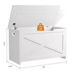 Panca contenitore in legno da 30 pollici, panca portascarpe da ingresso con coperchio ribaltabile e cerniera di sicurezza, grande baule portagiochi, pouf contenitore per ingresso, camera da letto, soggiorno