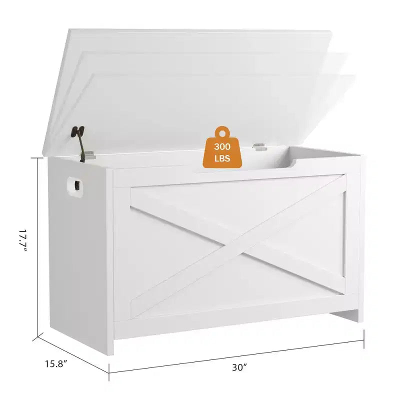 Panca contenitore in legno da 30 pollici, panca portascarpe da ingresso con coperchio ribaltabile e cerniera di sicurezza, grande baule portagiochi, pouf contenitore per ingresso, camera da letto, soggiorno