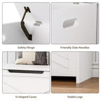 Panca contenitore in legno da 30 pollici, panca portascarpe da ingresso con coperchio ribaltabile e cerniera di sicurezza, grande baule portagiochi, pouf contenitore per ingresso, camera da letto, soggiorno