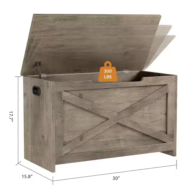 Panca contenitore in legno da 30 pollici, panca portascarpe da ingresso con coperchio ribaltabile e cerniera di sicurezza, grande baule portagiochi, pouf contenitore per ingresso, camera da letto, soggiorno