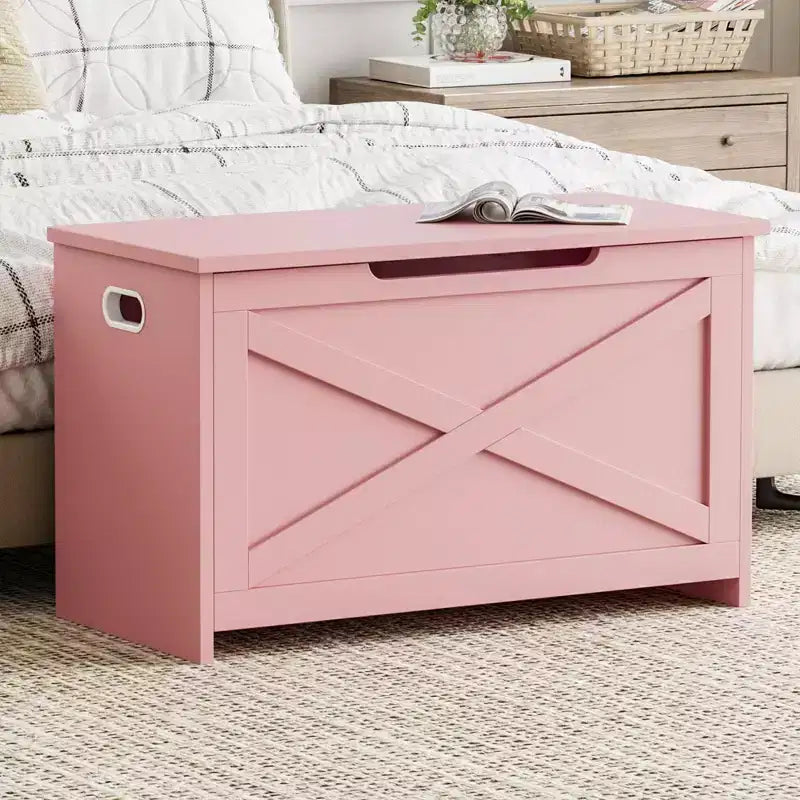 Panca contenitore in legno da 30 pollici, panca portascarpe da ingresso con coperchio ribaltabile e cerniera di sicurezza, grande baule portagiochi, pouf contenitore per ingresso, camera da letto, soggiorno
