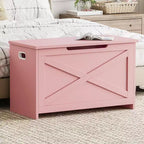 Panca contenitore in legno da 30 pollici, panca portascarpe da ingresso con coperchio ribaltabile e cerniera di sicurezza, grande baule portagiochi, pouf contenitore per ingresso, camera da letto, soggiorno