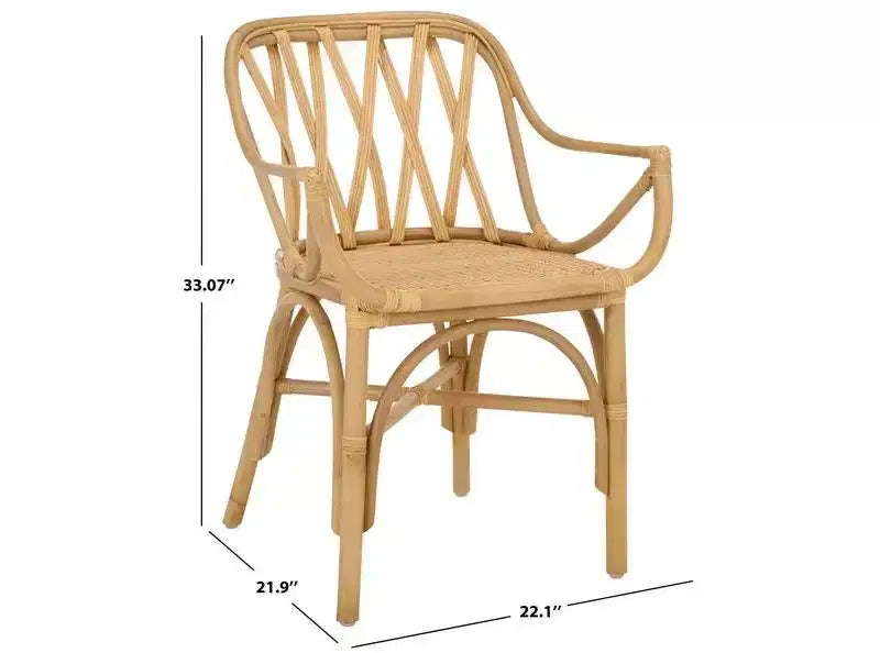Poltrona in Rattan con Schienale Curvo e Finitura Decapata, Nessun Montaggio Richiesto
