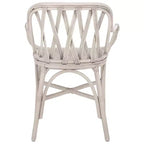 Poltrona in Rattan con Schienale Curvo e Finitura Decapata, Nessun Montaggio Richiesto