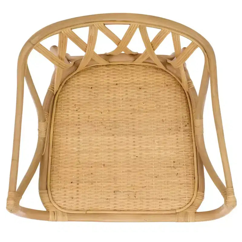 Poltrona in Rattan con Schienale Curvo e Finitura Decapata, Nessun Montaggio Richiesto