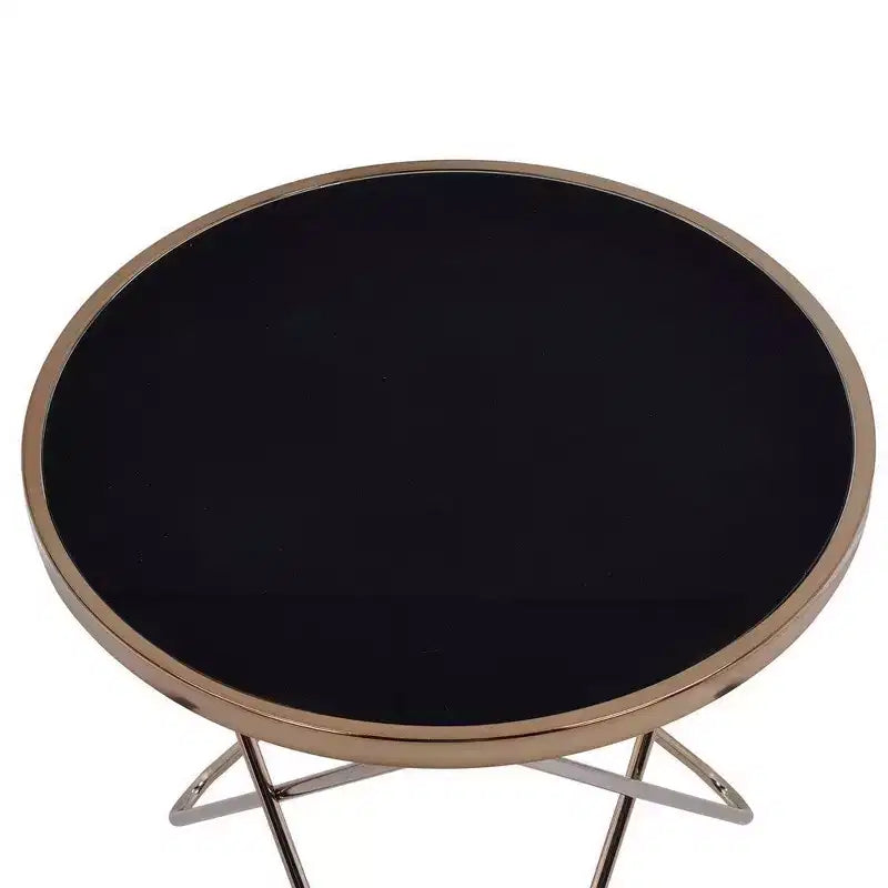 Tavolino da divano Royal Hampton, vetro nero e color champagne