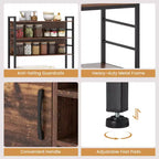 Scaffale da Cucina da 67 Pollici con Presa Elettrica, Mobile Bar per Caffè e Ganci a S, Marrone Rustico