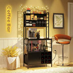 Scaffale da Cucina da 67 Pollici con Presa Elettrica, Mobile Bar per Caffè e Ganci a S, Marrone Rustico