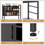Scaffale da Cucina da 67 Pollici con Presa Elettrica, Mobile Bar per Caffè e Ganci a S, Marrone Rustico