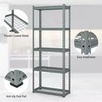 Set di 4 scaffalature a 5 ripiani in filo metallico per impieghi gravosi con piedini antiscivolo