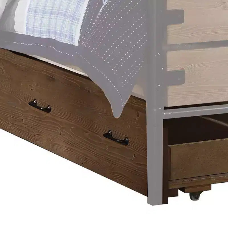 Letti a rotelle Royal Hampton in legno matrimoniali con ruote girevoli, marroni
