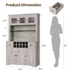 Mobile Bar da Fattoria da 174,5 cm, Mobile Bar Alto con 10 Ripiani, Credenza Bar con Contenitore per Soggiorno