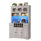 Mobile Bar da Fattoria da 174,5 cm, Mobile Bar Alto con 10 Ripiani, Credenza Bar con Contenitore per Soggiorno