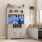 Mobile Bar da Fattoria da 174,5 cm, Mobile Bar Alto con 10 Ripiani, Credenza Bar con Contenitore per Soggiorno
