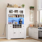 Mobile Bar da Fattoria da 174,5 cm, Mobile Bar Alto con 10 Ripiani, Credenza Bar con Contenitore per Soggiorno
