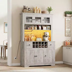 Mobile Bar da Fattoria da 174,5 cm, Mobile Bar Alto con 10 Ripiani, Credenza Bar con Contenitore per Soggiorno
