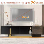 Mobile TV moderno con cassetto per TV da 70 pollici, mobile TV con ripiani regolabili, centro di intrattenimento con gambe in metallo