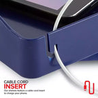 Mensola da comodino con cavo e portabicchieri (blu scuro)