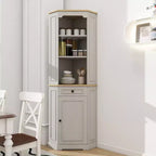 Mobile angolare alto 172 cm, in stile rustico, da appoggio. Presenta 1 anta, 1 cassetto e ripiani regolabili. Colore: Bianco.
