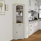 Mobile angolare alto 172 cm, in stile rustico, da appoggio. Presenta 1 anta, 1 cassetto e ripiani regolabili. Colore: Bianco.