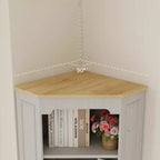 Mobile angolare alto 172 cm, in stile rustico, da appoggio. Presenta 1 anta, 1 cassetto e ripiani regolabili. Colore: Bianco.