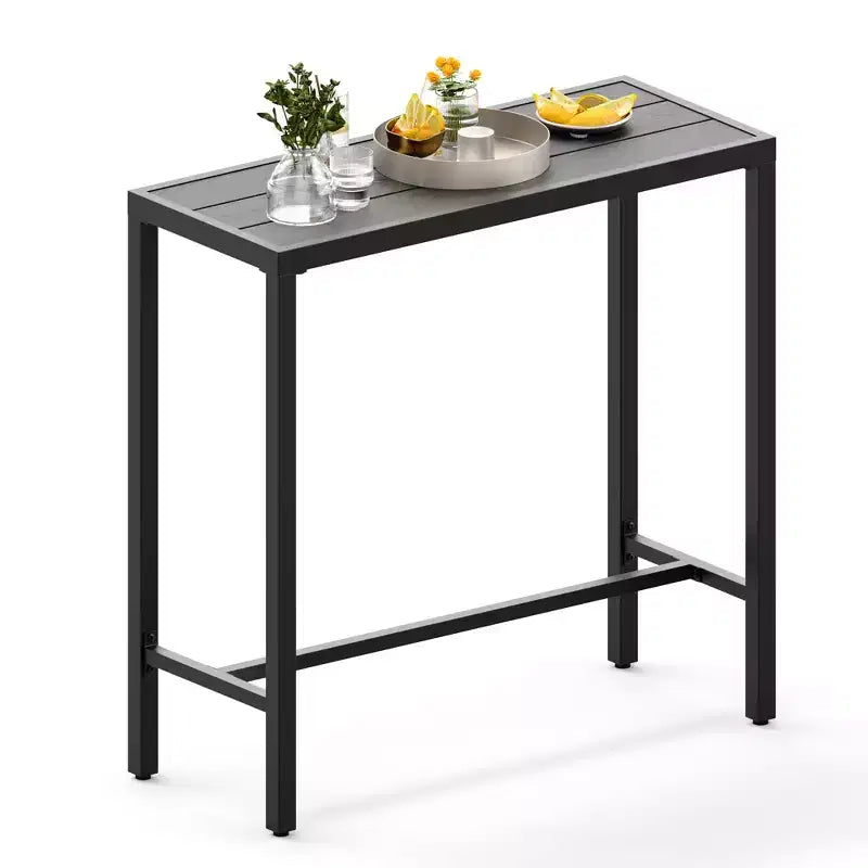 Outdoor Counter Height Bar Table with Weather Resistant Waterproof Top, Patio High Pub Table for Balcony, Garden, Yard, Poolside