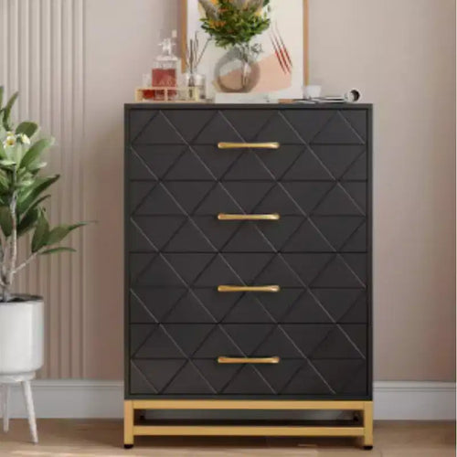 4-Drawer Chest with Triangle-Pattern Top (MDF+PB+Iron)