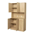 Dispensa da cucina indipendente 70.87 con 6 ante, cassetto, ripiani a giorno, versatile credenza, armadietto per riporre oggetti artigianali