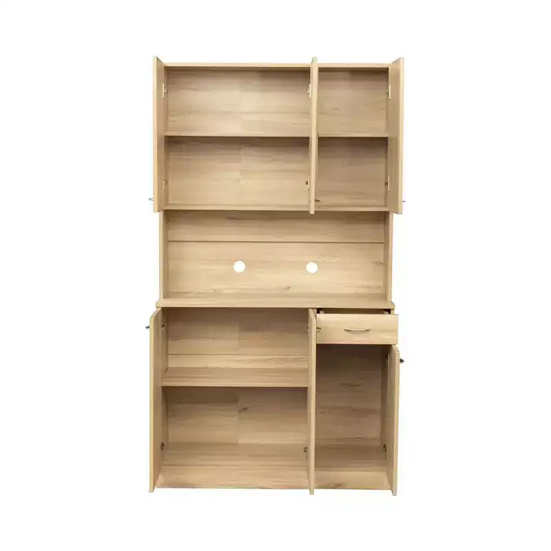 Dispensa da cucina indipendente 70.87 con 6 ante, cassetto, ripiani a giorno, versatile credenza, armadietto per riporre oggetti artigianali