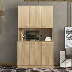 Dispensa da cucina indipendente 70.87 con 6 ante, cassetto, ripiani a giorno, versatile credenza, armadietto per riporre oggetti artigianali