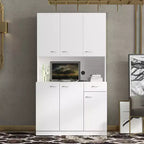 Dispensa da cucina indipendente 70.87 con 6 ante, cassetto, ripiani a giorno, versatile credenza, armadietto per riporre oggetti artigianali