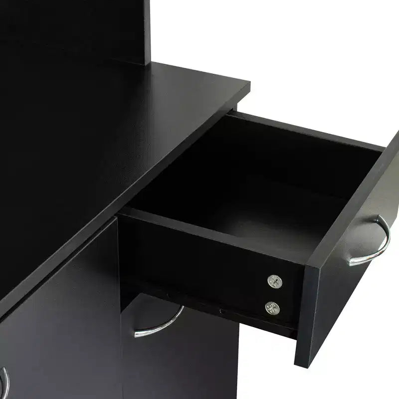 Dispensa da cucina indipendente 70.87 con 6 ante, cassetto, ripiani a giorno, versatile credenza, armadietto per riporre oggetti artigianali