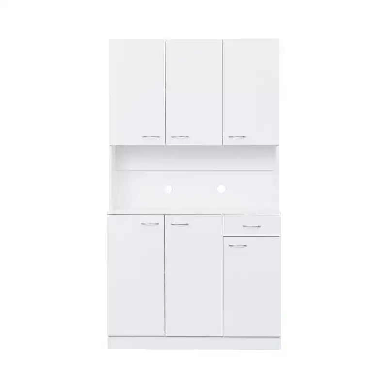 Dispensa da cucina indipendente 70.87 con 6 ante, cassetto, ripiani a giorno, versatile credenza, armadietto per riporre oggetti artigianali