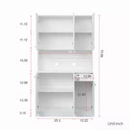 Dispensa da cucina indipendente 70.87 con 6 ante, cassetto, ripiani a giorno, versatile credenza, armadietto per riporre oggetti artigianali