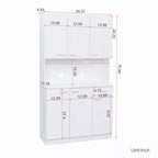 Dispensa da cucina indipendente 70.87 con 6 ante, cassetto, ripiani a giorno, versatile credenza, armadietto per riporre oggetti artigianali