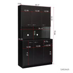 Dispensa da cucina indipendente 70.87 con 6 ante, cassetto, ripiani a giorno, versatile credenza, armadietto per riporre oggetti artigianali