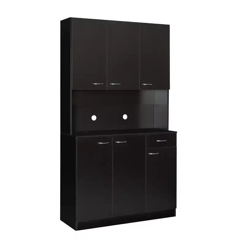 Dispensa da cucina indipendente 70.87 con 6 ante, cassetto, ripiani a giorno, versatile credenza, armadietto per riporre oggetti artigianali