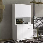Dispensa da cucina indipendente 70.87 con 6 ante, cassetto, ripiani a giorno, versatile credenza, armadietto per riporre oggetti artigianali