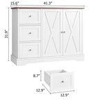 Mobile Buffet con Contenitore, Credenza Bar Caffè Bianca da 106 cm con 3 Cassetti, Design Salvaspazio Senza Gambe per Piccoli Ambazi, Bianco
