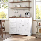 Mobile Buffet con Contenitore, Credenza Bar Caffè Bianca da 106 cm con 3 Cassetti, Design Salvaspazio Senza Gambe per Piccoli Ambazi, Bianco